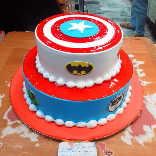2 tier My Favourite Superhero Cake - Karen's Cakes